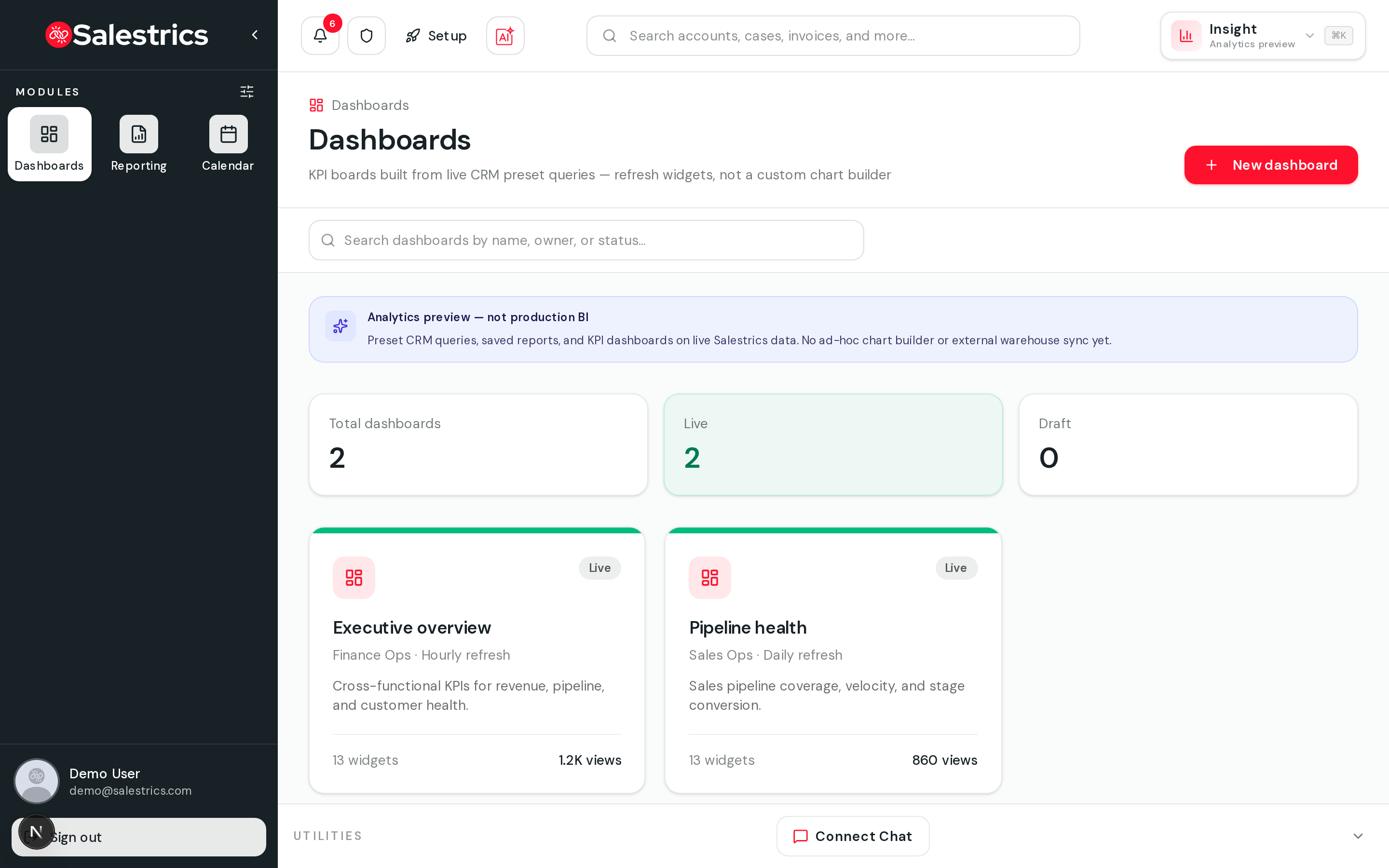 Insight analytics dashboards